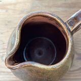 Small speckled beige stoneware milk pitcher from the 70s