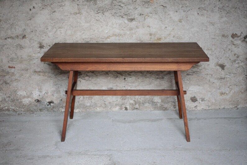 Table René Gabriel, table bois vintage, table à manger, table salon, table de repas, cuisine, 40's