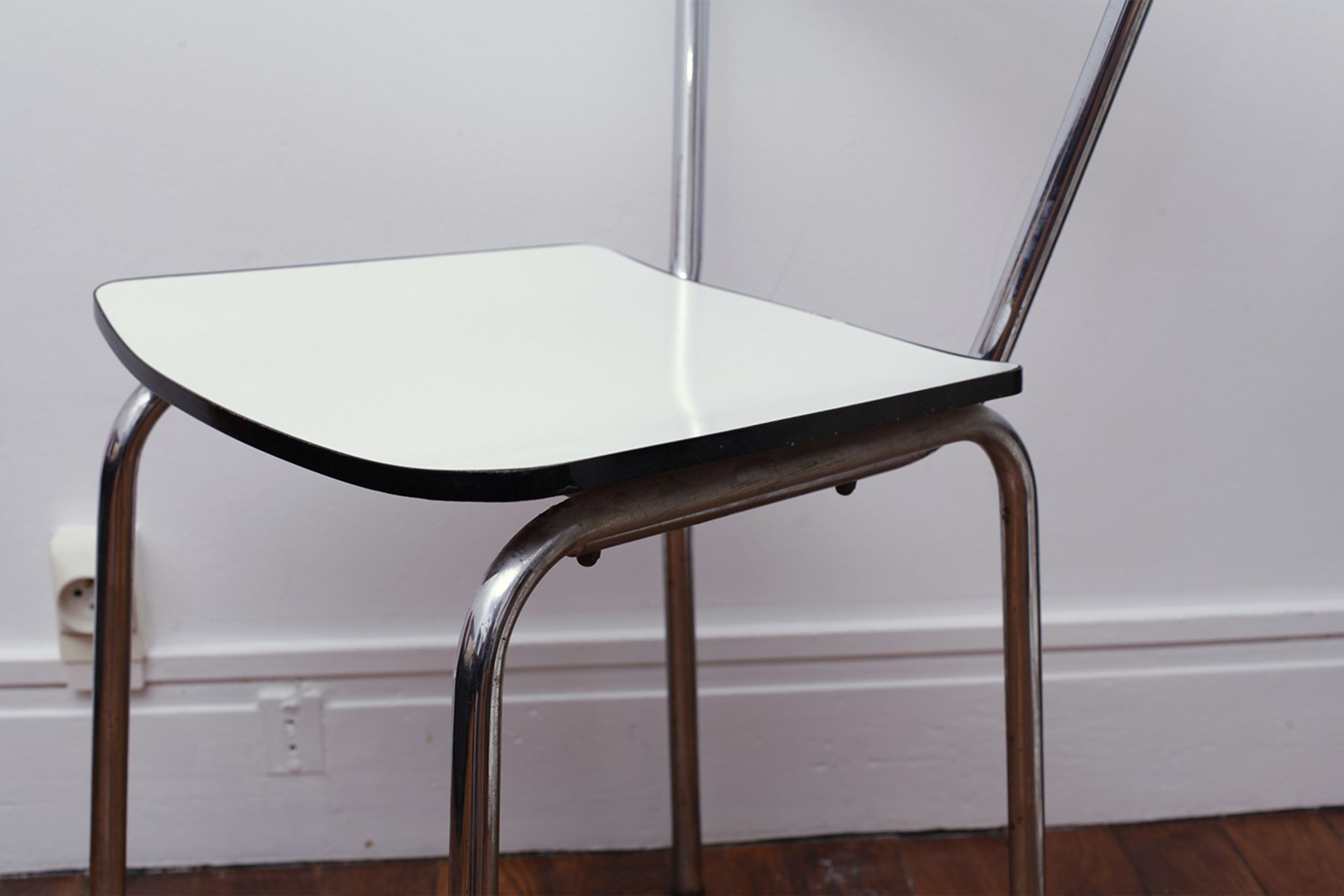 White and black formica chair 70s