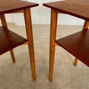 Vintage Danish mid-century teak and oak bedside tables by Næstved Møbelfabrik