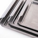 Set of stainless steel trays, Italian design, 1970s, made in Italy
