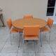 Table is kitchen chairs orange formica vintage year 60 70