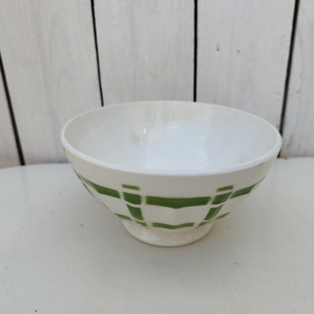 Bol en faïence décor géométrique vert vintage