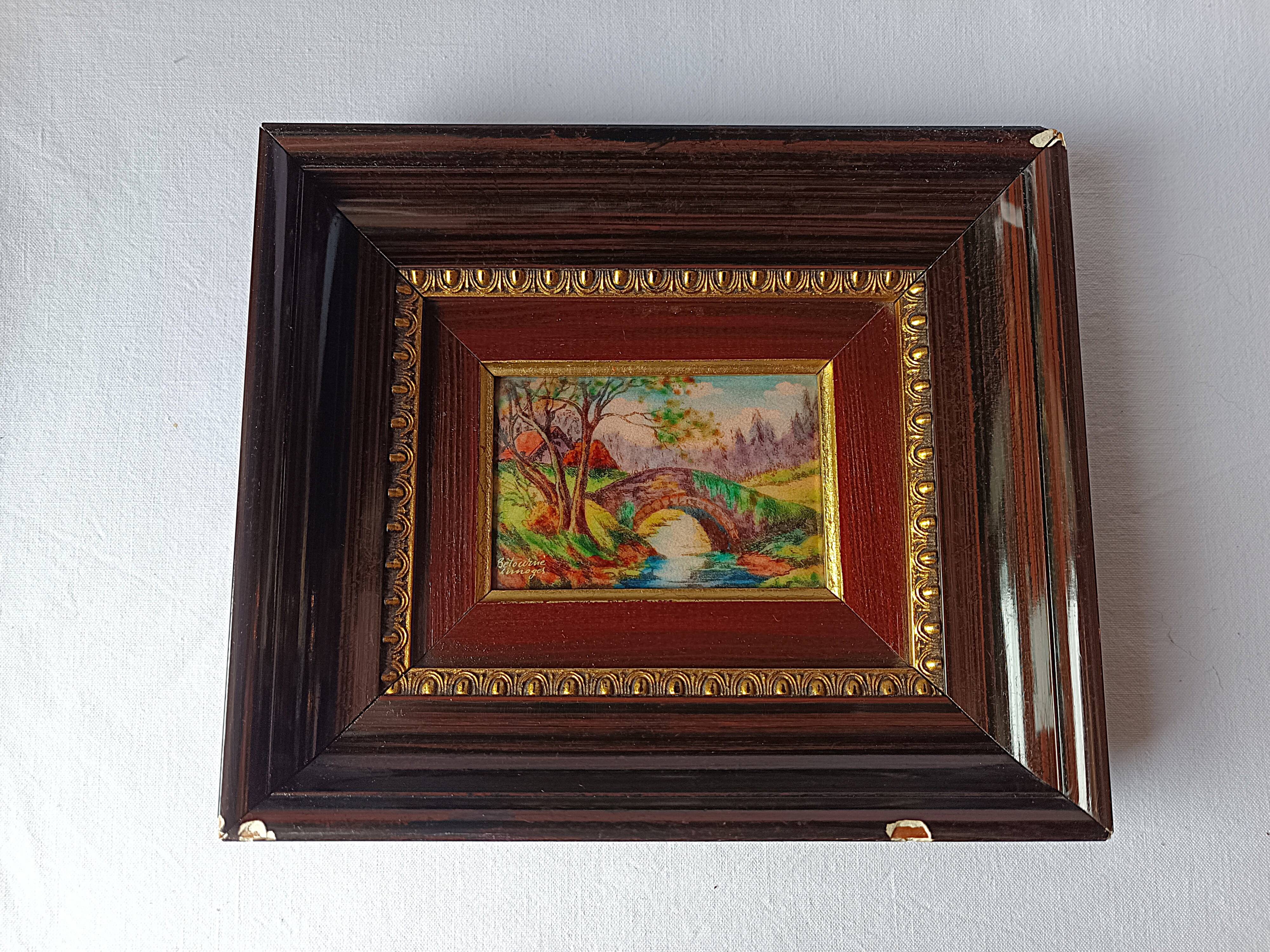 antique painting signed R. Bétourné wooden stucco frame