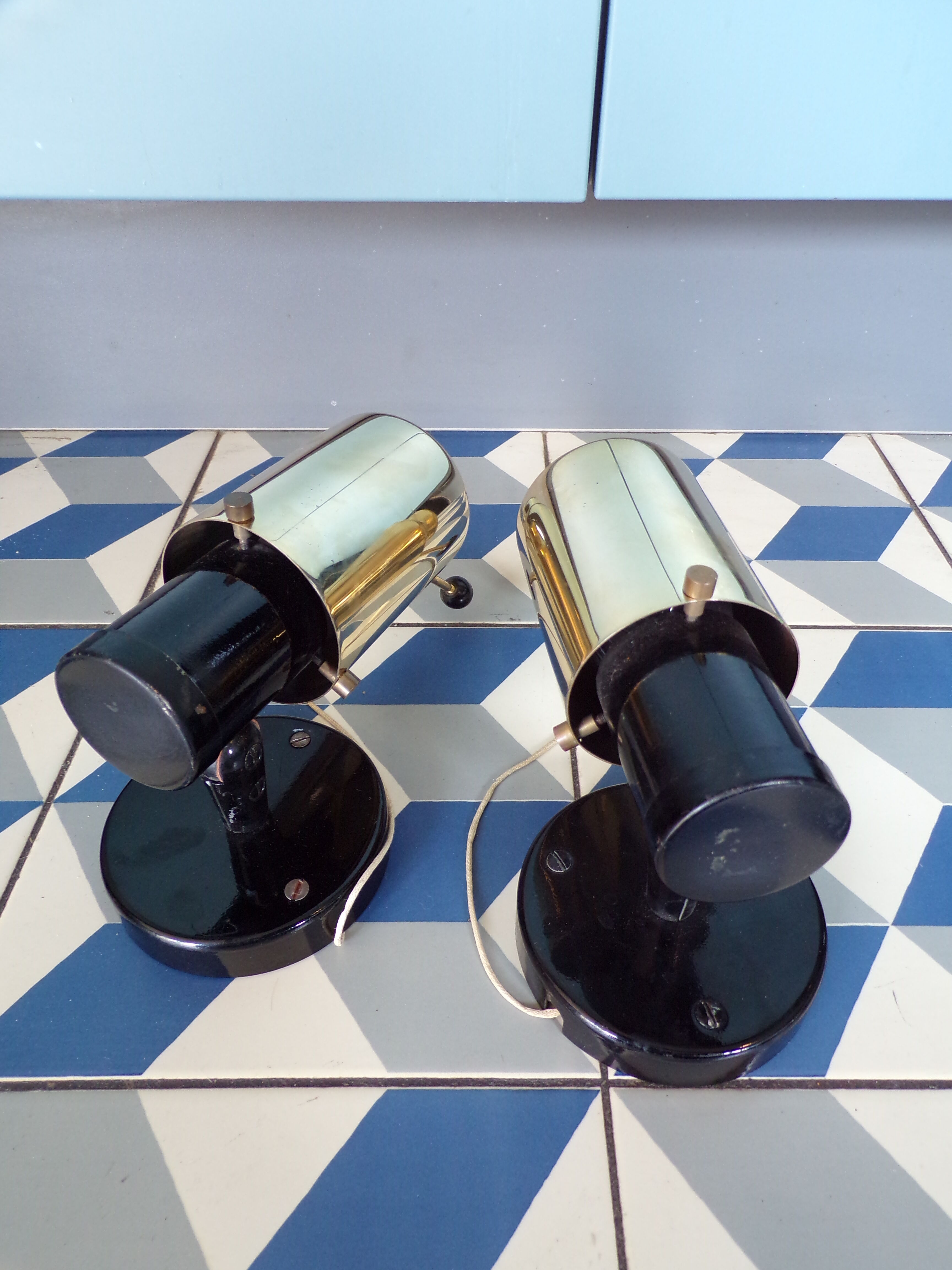 Pair of Zodiac wall lamps by Jacques Biny for Lita