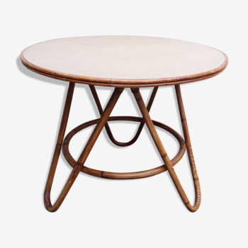 Table basse ronde en rotin