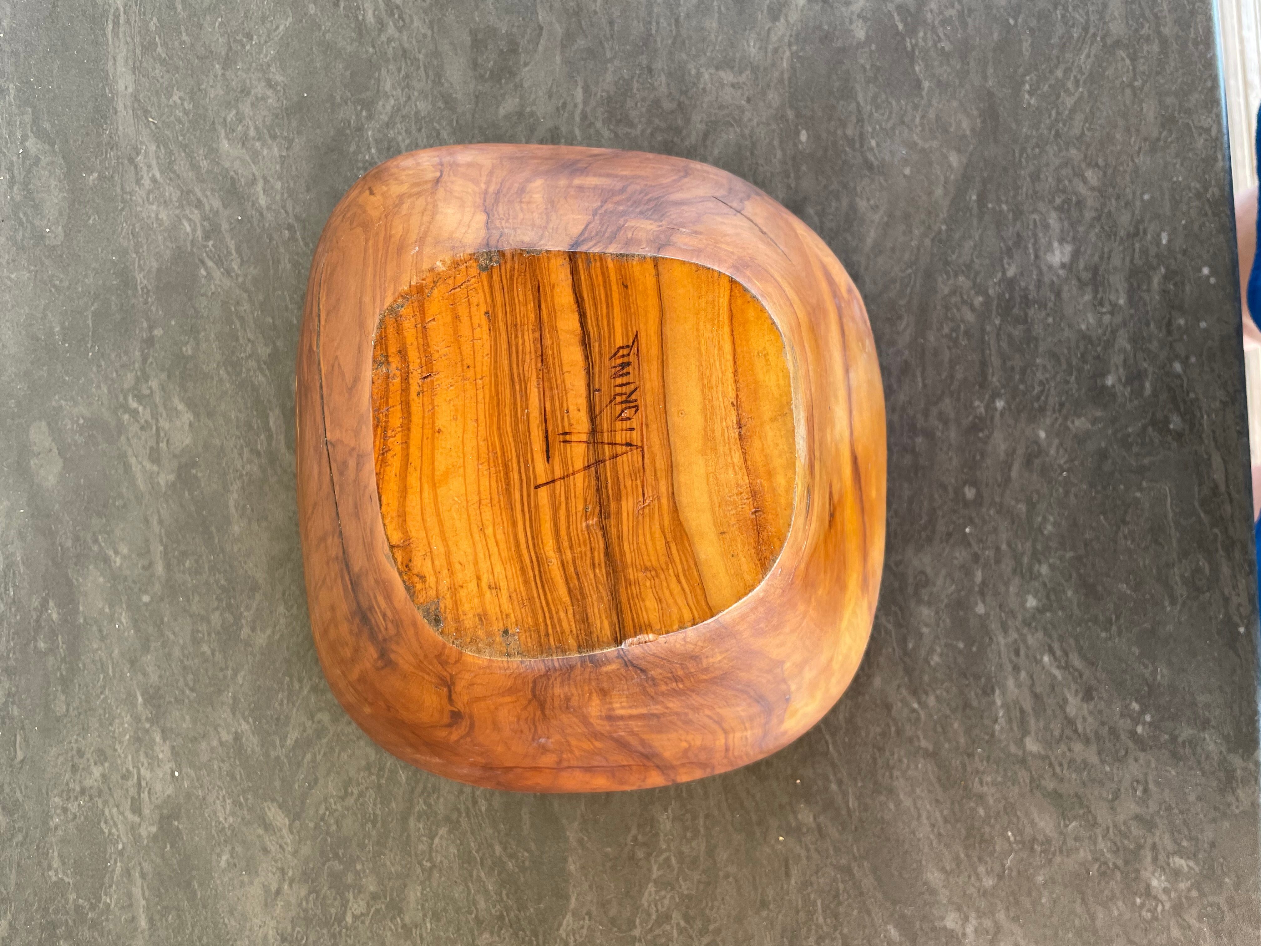 Vintage salad maker signed in Scandinavian Olive Wood