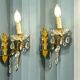 Brass Crystal Sconces Set of 2 1950’s