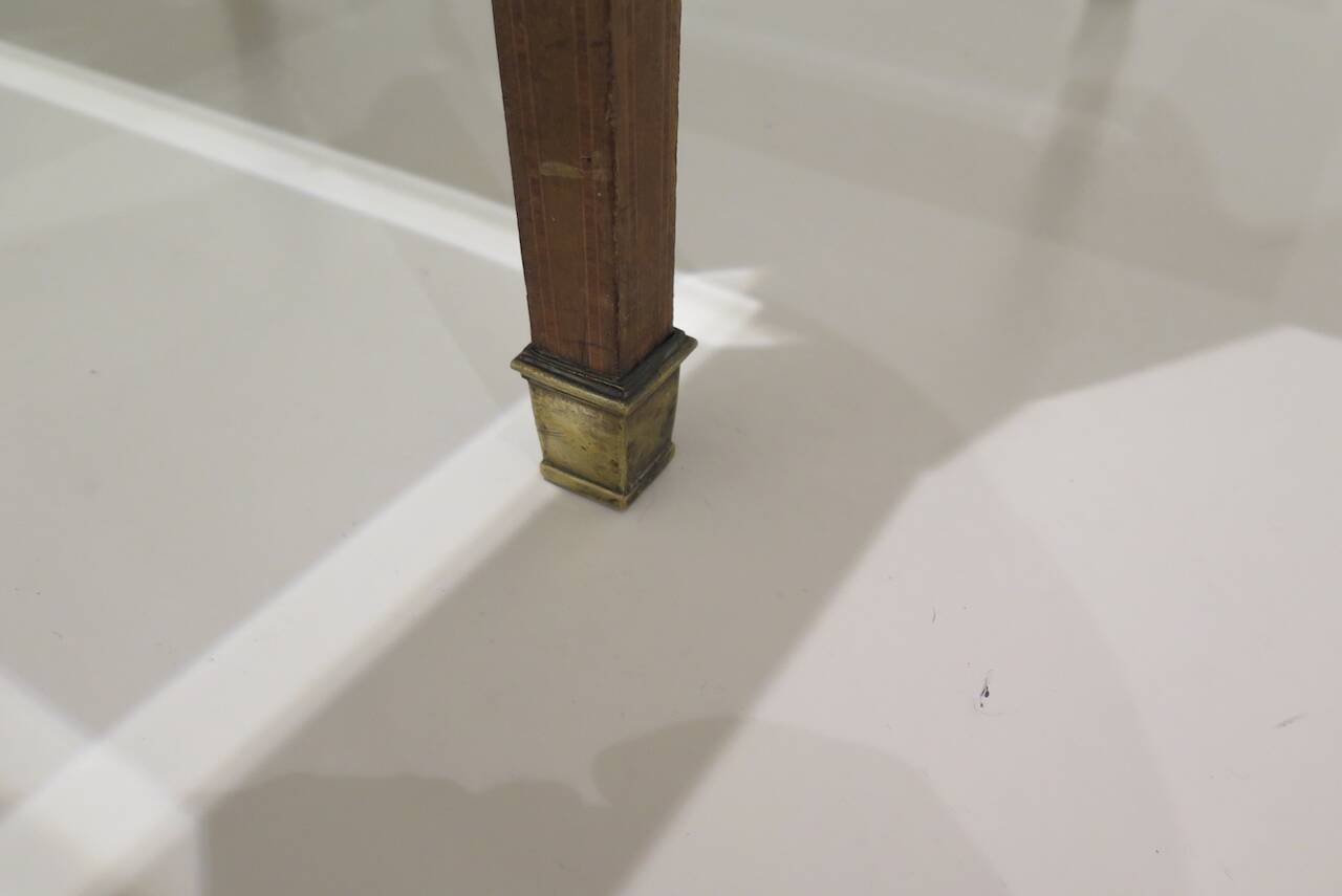 Marquetry table with display case