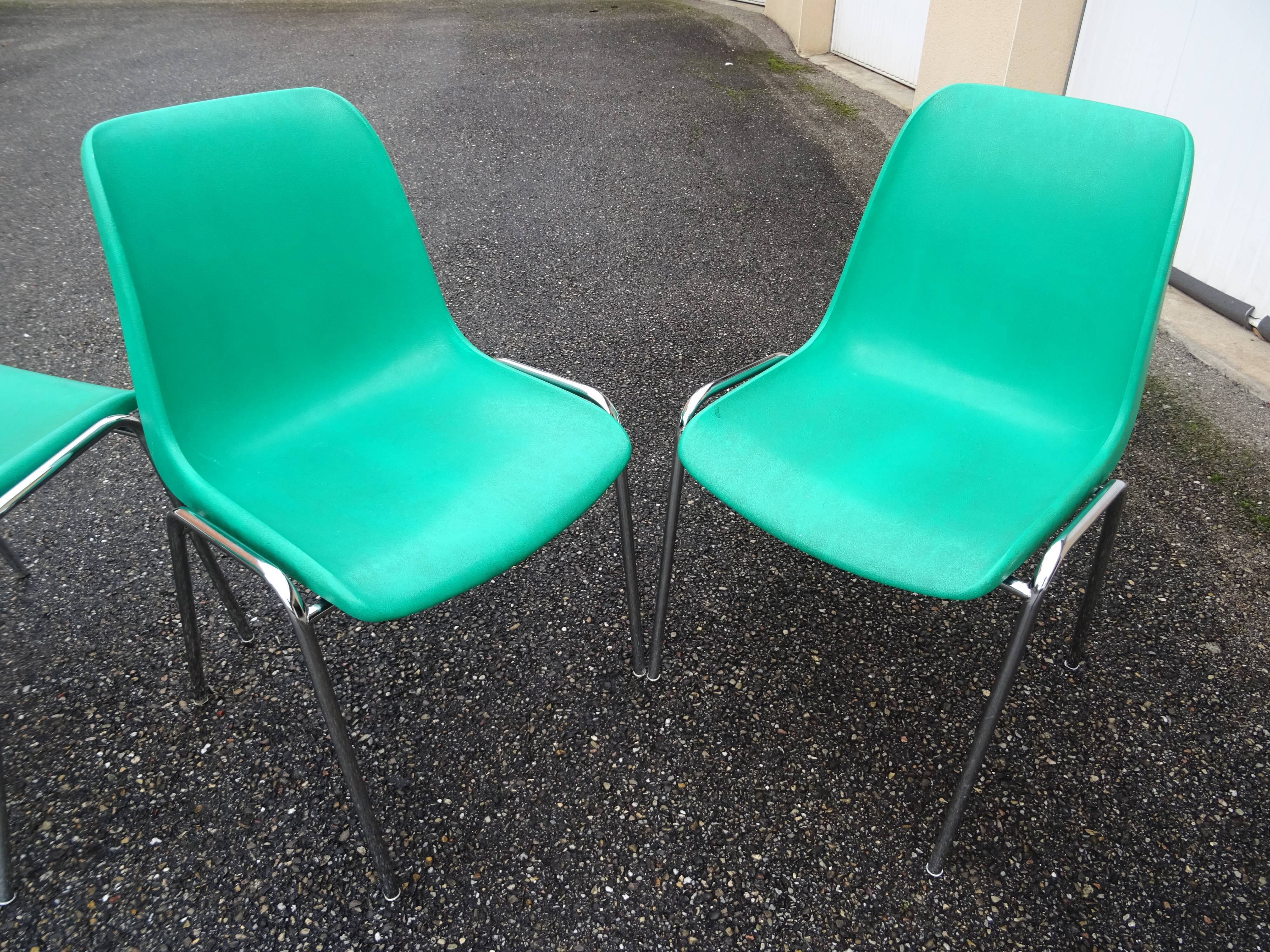 Série de 4 chaises vintage signées design italien années 70