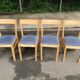4 Scandinavian chairs in solid wood and blue fabric