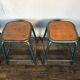 4 vintage green patina effect industrial deco 1950-60 school stools
