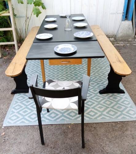 Pair of large wooden benches