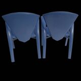 Armchairs covered in vintage blue leather