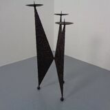 Brutalist German Iron Candleholder, 1960s