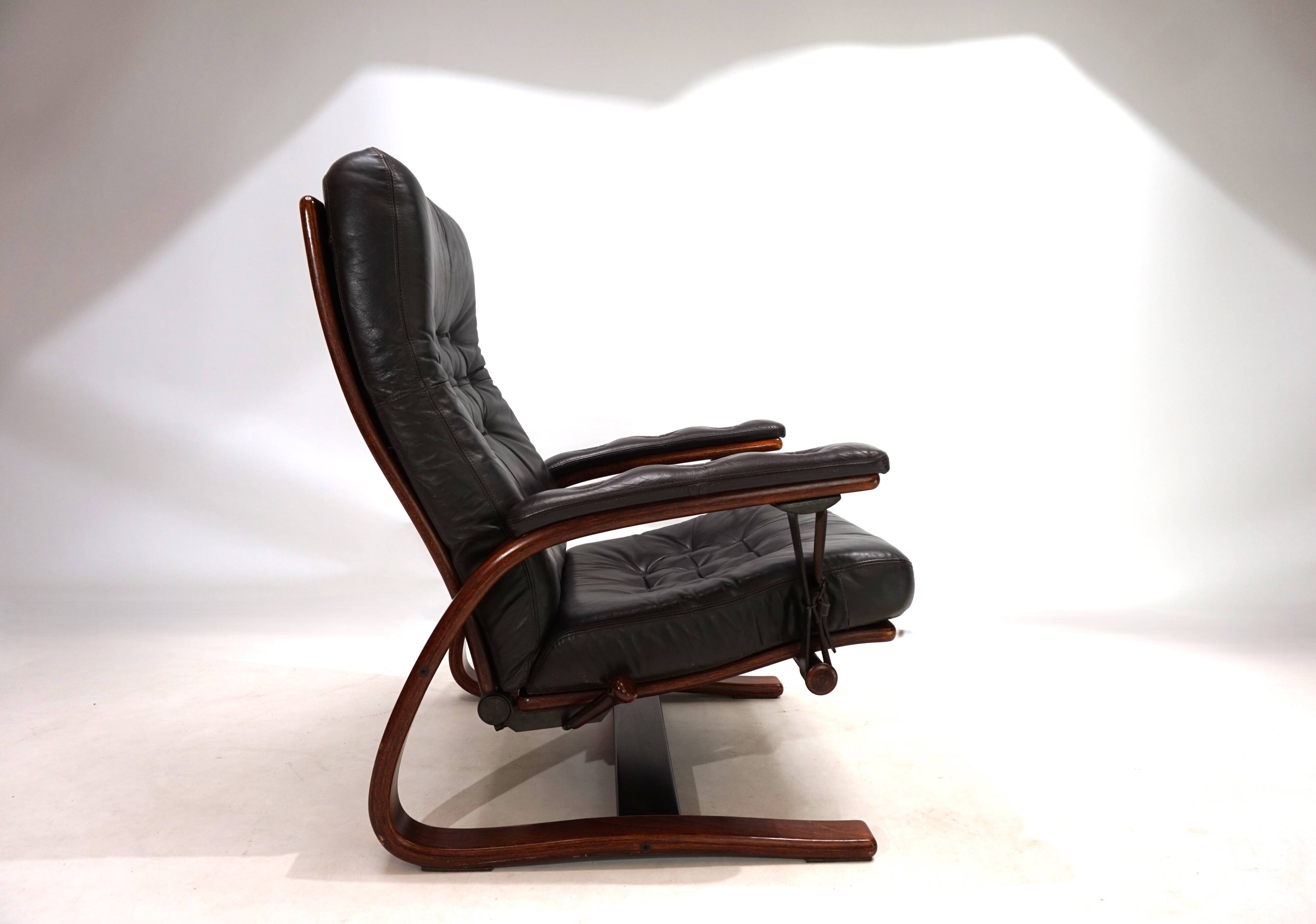 Westnofa Panter Leather Lounge Chair with Ottoman by Arnt Lande, 1970s