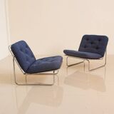 Pair of blue "666" armchairs by Kho Liang for Artifort 70's