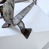 Pair of zoomorphic metal andirons "dogs" 1950