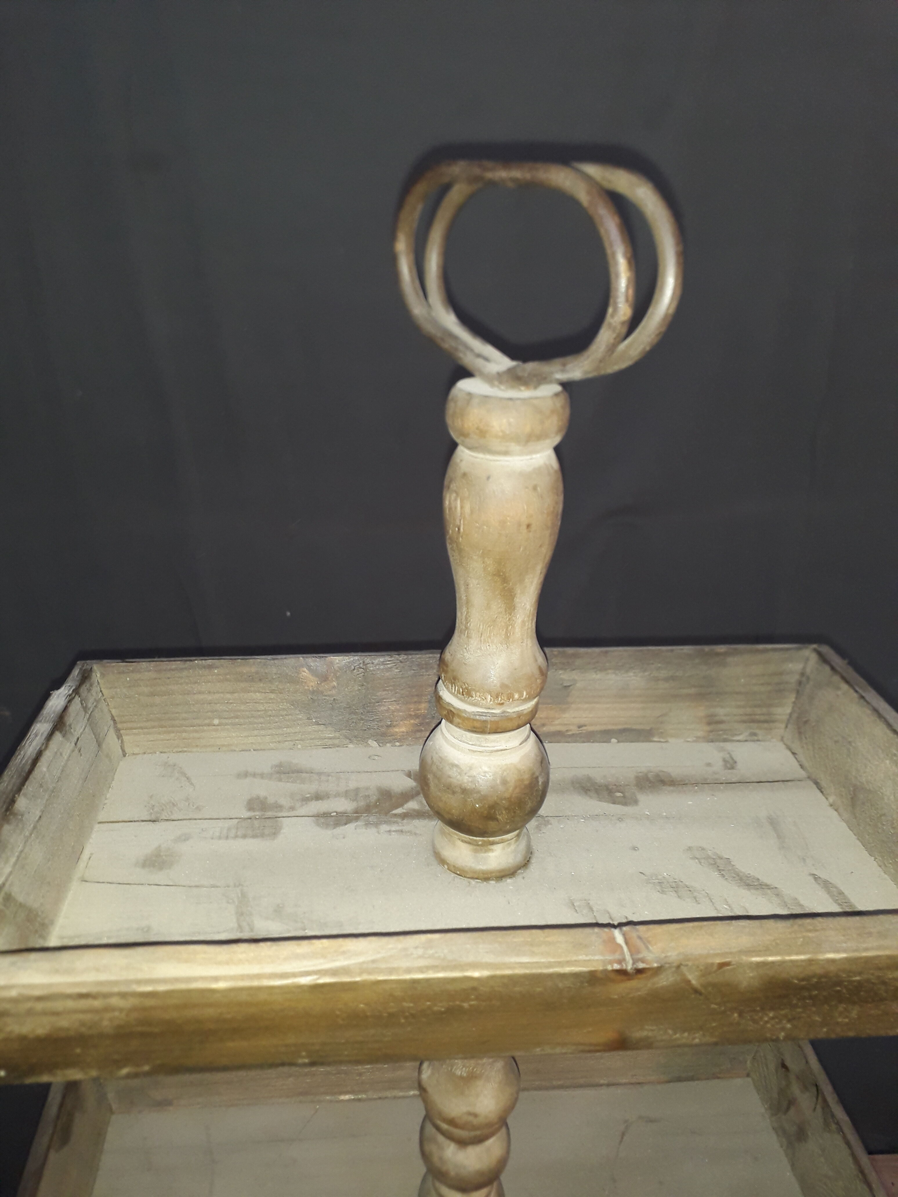 3-tray wooden display