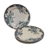 Set of 4 Terre de fer blue flat plates