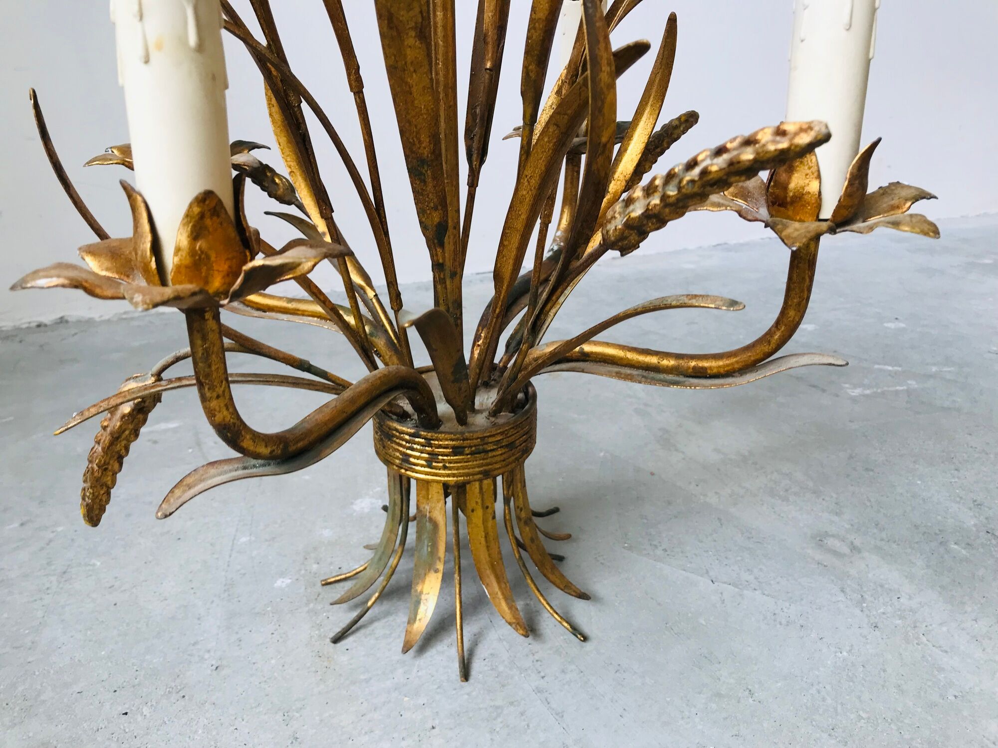 Chandelier ears of wheat in gilded metal, circa 1960