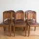 Lot de 6 chaises Art Déco en bois et cuir