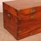 19th-century camphor wood marine chest with double locks and tray in