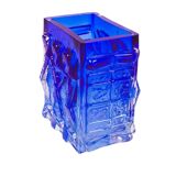 Josef schott pour smalandshyttan vase en verre bleu à motifs