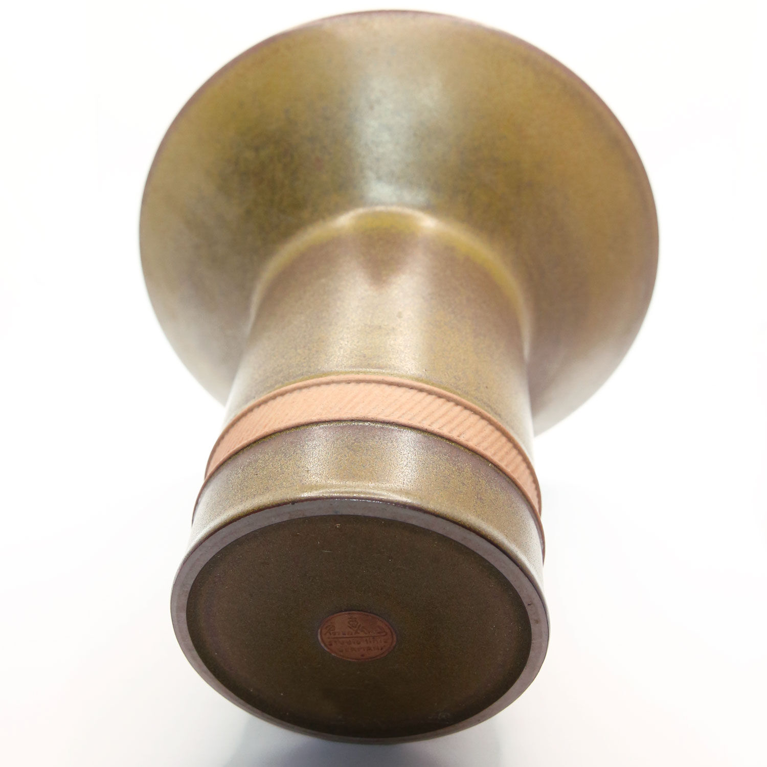 Vase corolle en grès vert olive des Sixties de Rosenthal Studio Linie