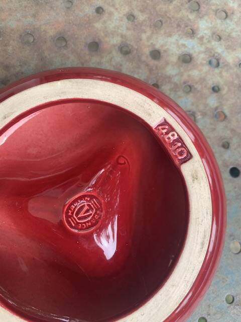 Verceram France Burgundy Red Slip Glazed Ceramic Ashtray