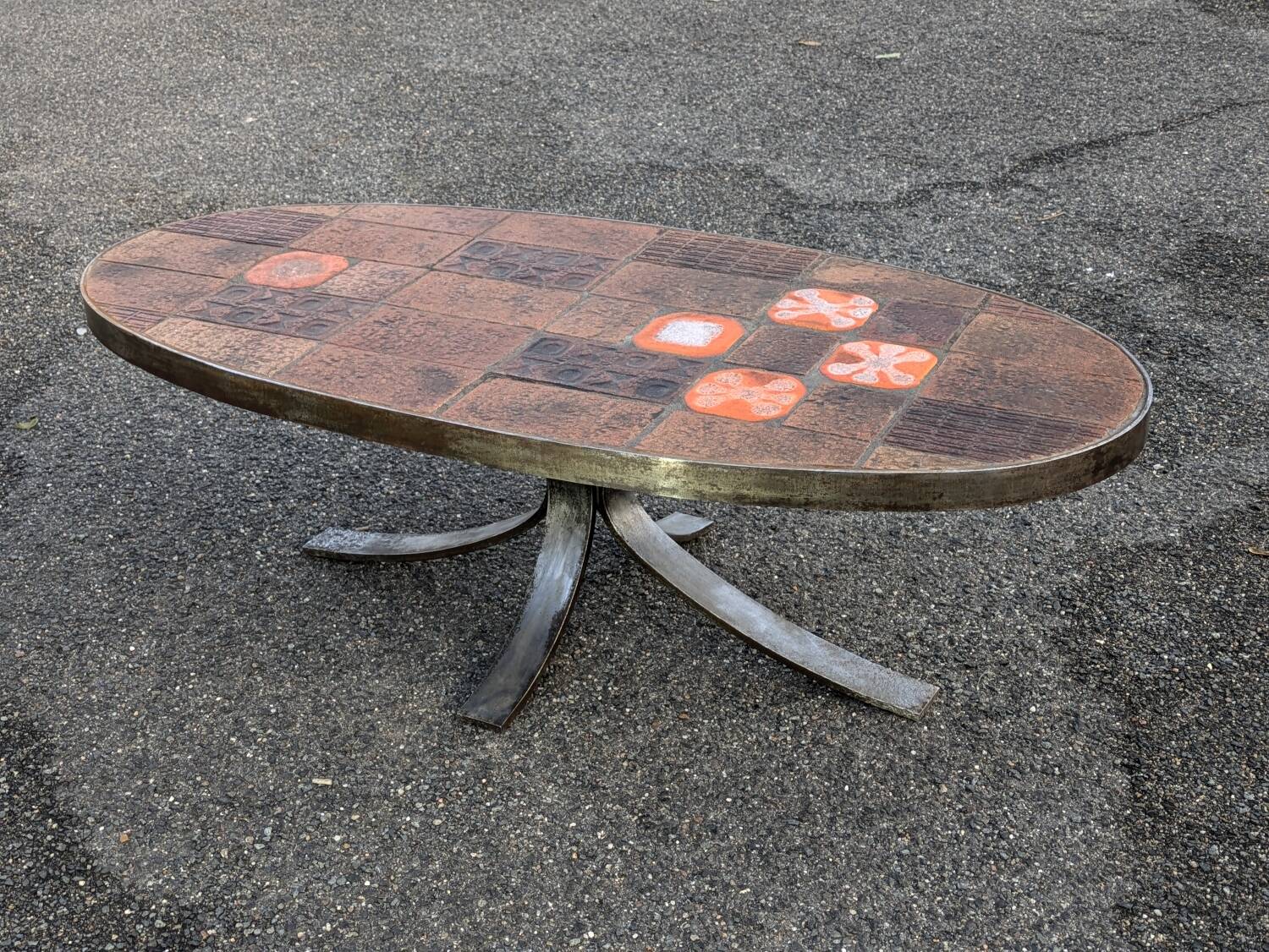 Jean Jaffeux Ceramic & Steel Coffee Table