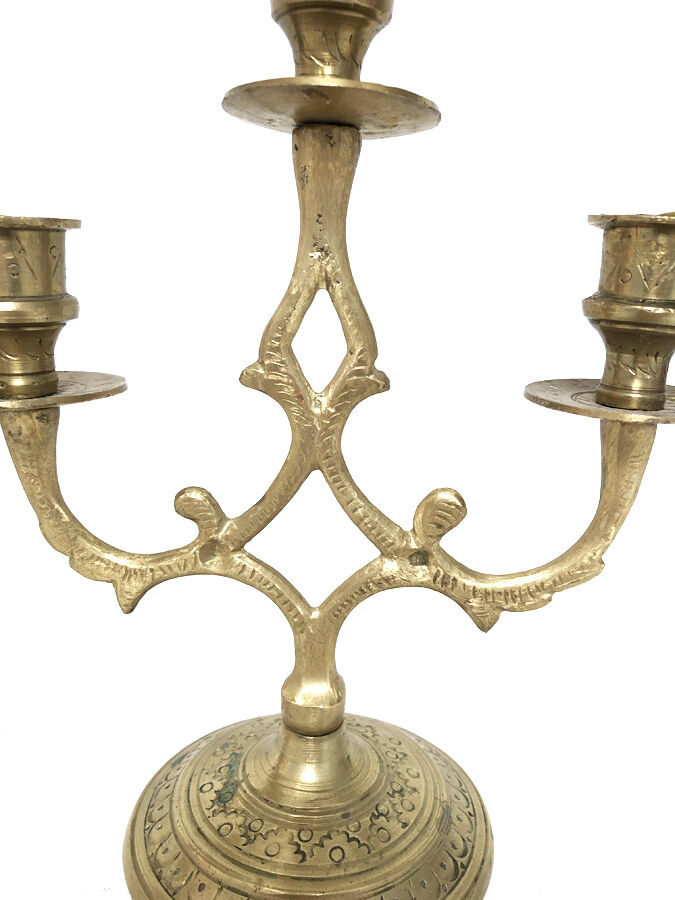 Pair of golden brass candle holders, 1970