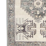 Turkish rug, handmade cream wool 54x116cm