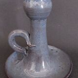 Vintage hand-held candle holder, ceramic, glazed terracotta, Saint Rome de Tarn X