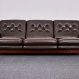 Canapé vintage en palissandre et cuir de veau, modèle-rodeio par jean gillon 1968 italma woodart