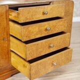 Early 20th Century Vanity Veneered with Karelian Birch with Oval Mirror, 1950s