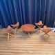 Safari stools & table set, 1970s, set of 5