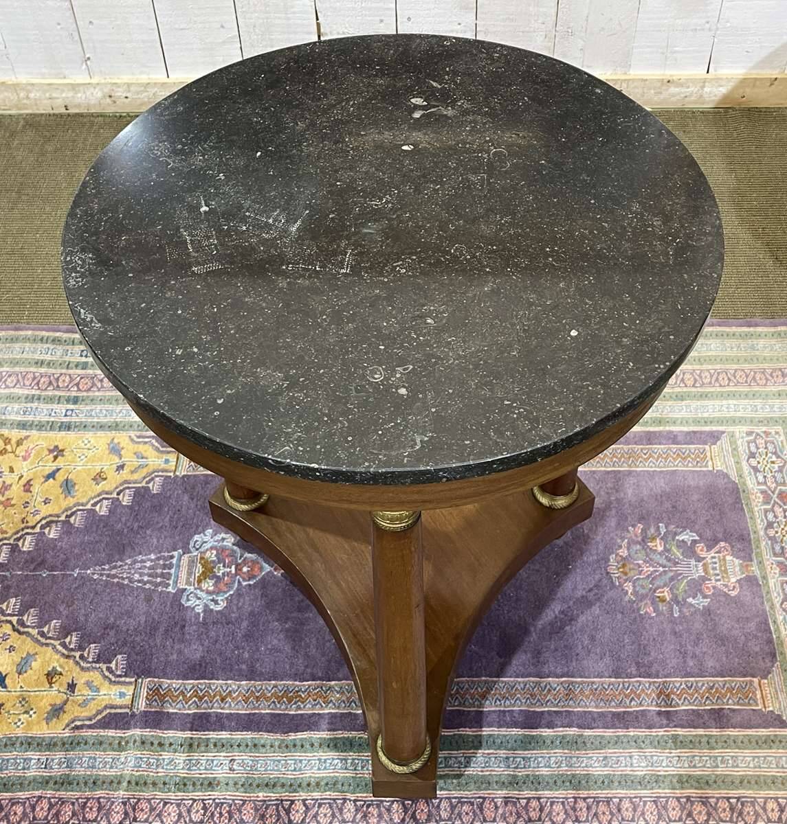 Empire-style side table from the 1950s in mahogany and black marble