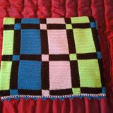 Blanket or plaid seventies crochet wool