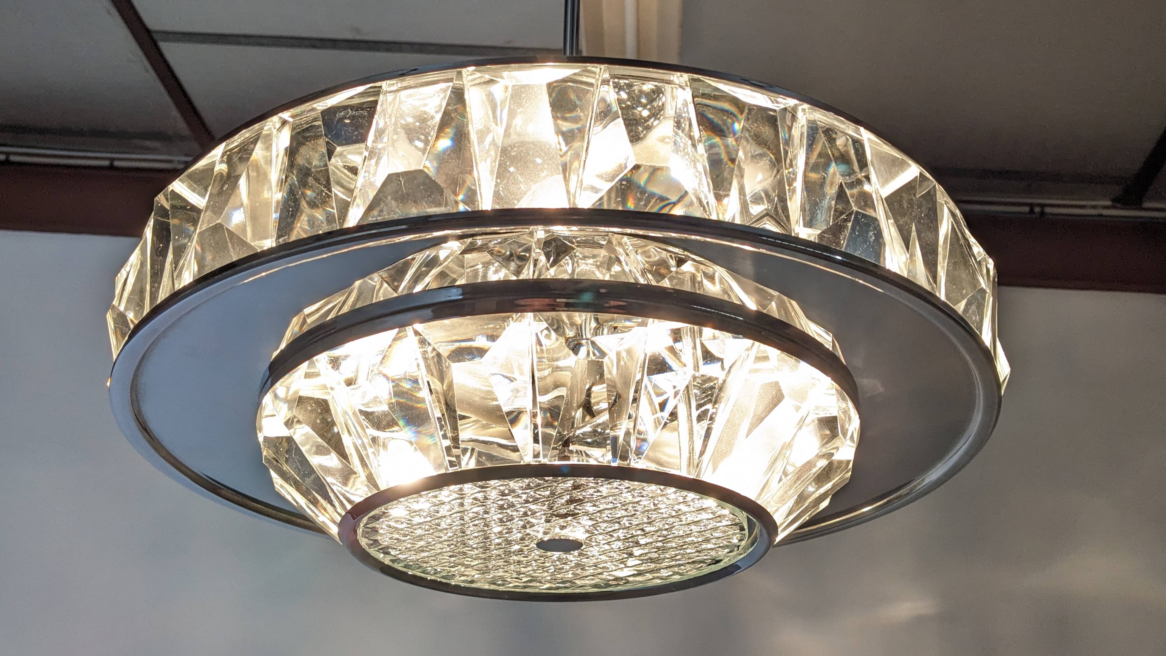 Lustre soucoupe en cristal par Kinkeldey, Autriche vers 1970