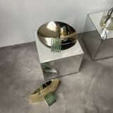 Pair of brass and art deco glass wall lights SCE