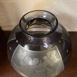 1930s art deco vase from argyl in blown glass with acid-etched floral design