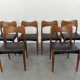 Set of 6 model 71 teak dining chairs by Niels O Møller for JL Møllers 1950s