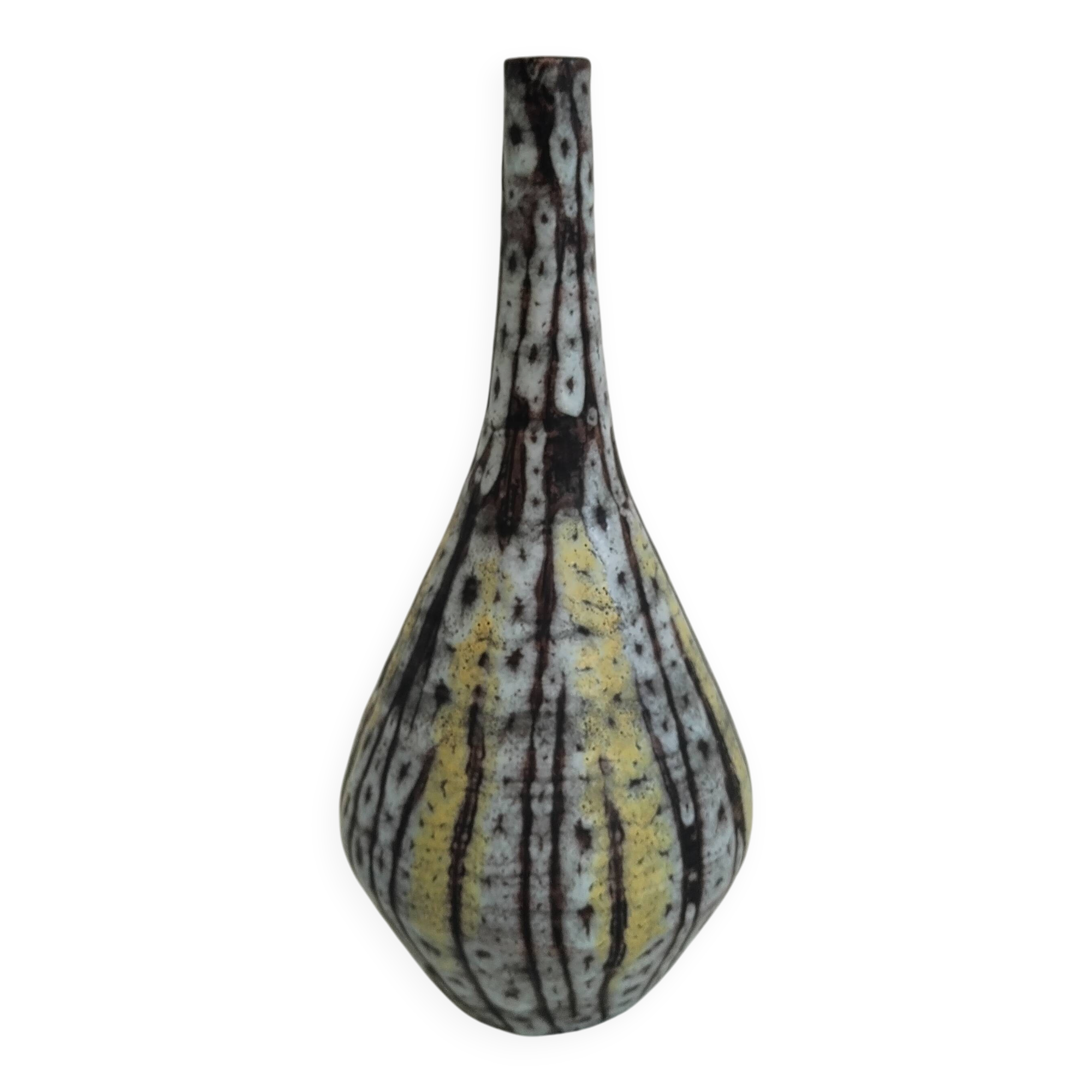 Camos Vallauris glazed ceramic soliflore vase, signed, 25 cm