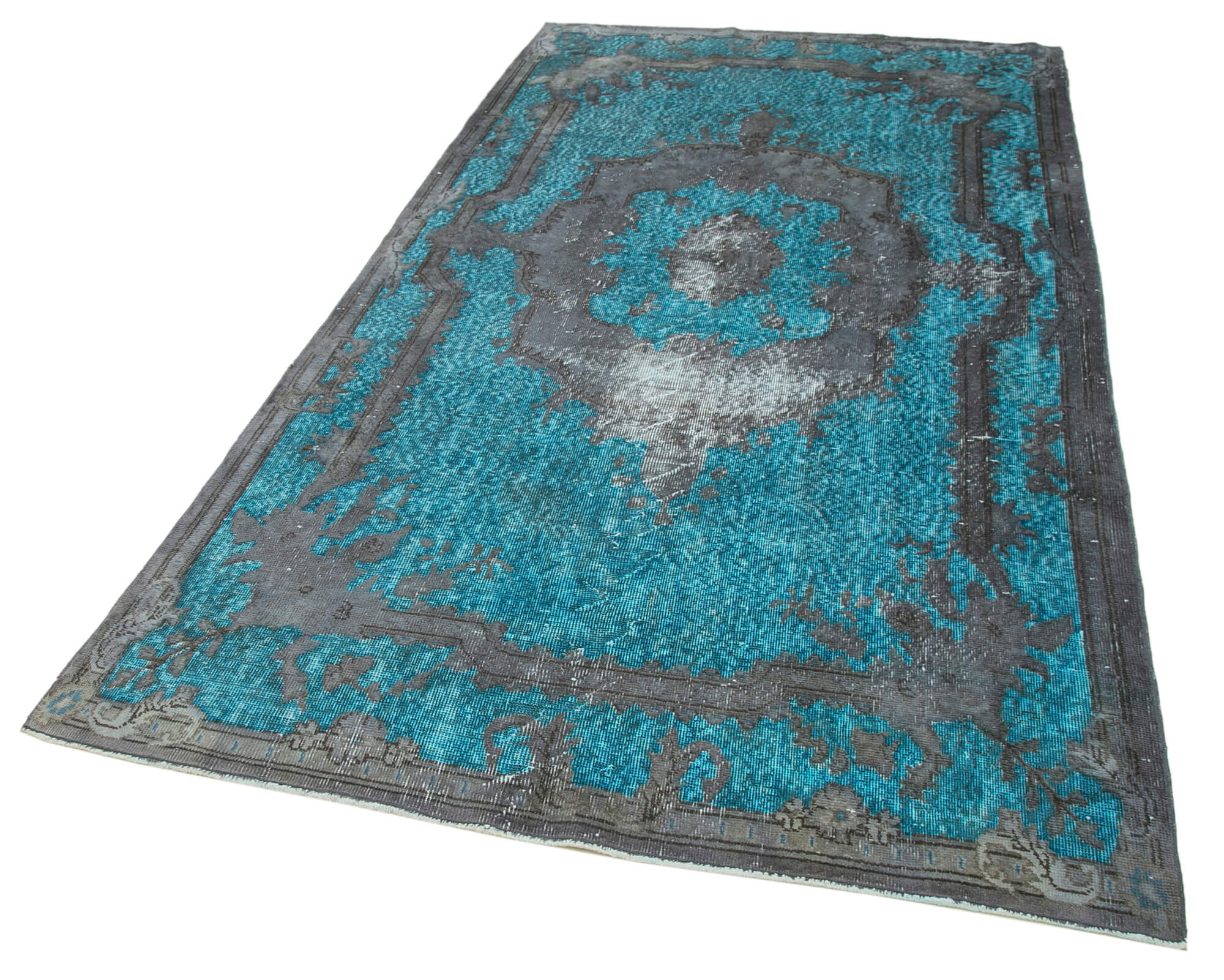Hand-knotted unique anatolian 1980s 156 cm x 285 cm grey carpet