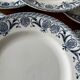 Set of 6 antique flat plates Moulin des Loups model Cardère |