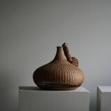 Vintage Danish mid-century rattan pendant light, made in the 1960s.