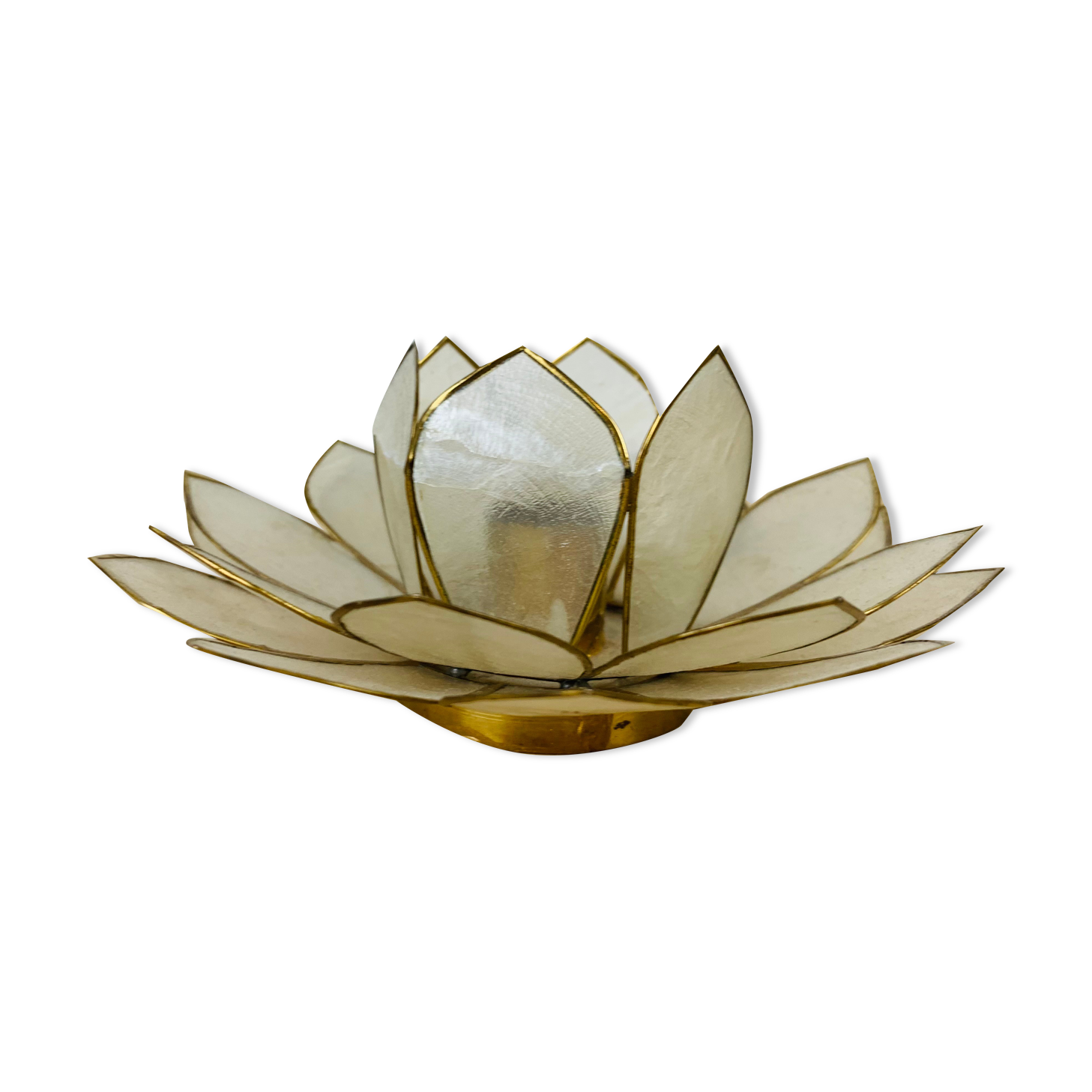 Candle holder flower lotus mother-of-pearl and brass