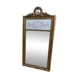 19th century Louis XVI style mirror in wood gilded with gold leaf, 74x150cm