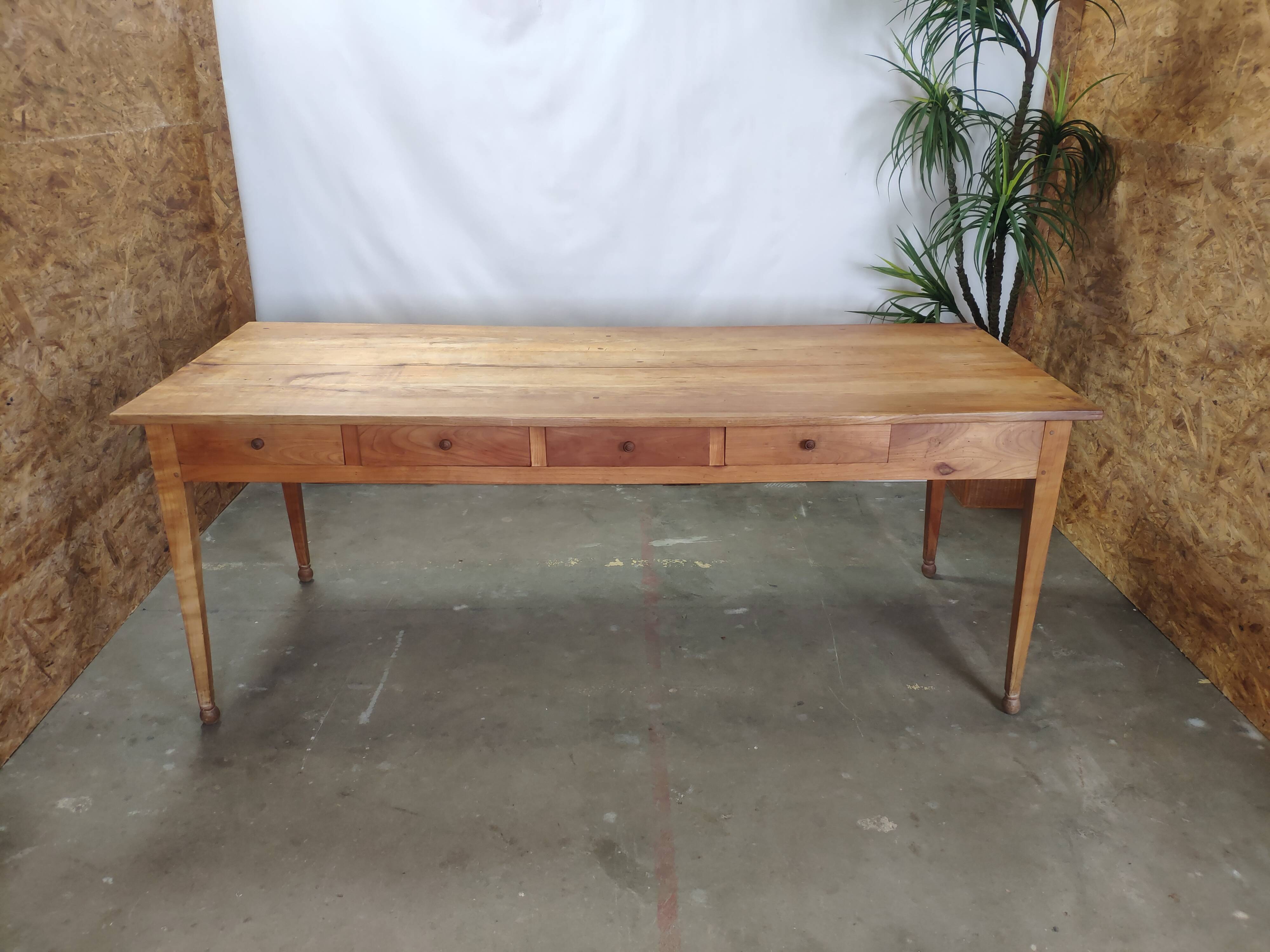 Table de ferme ancienne 9 tiroirs 2m